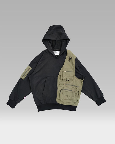 BADLANDS Reconstructed Hoodie Half-Vest - Black/Olive Drab