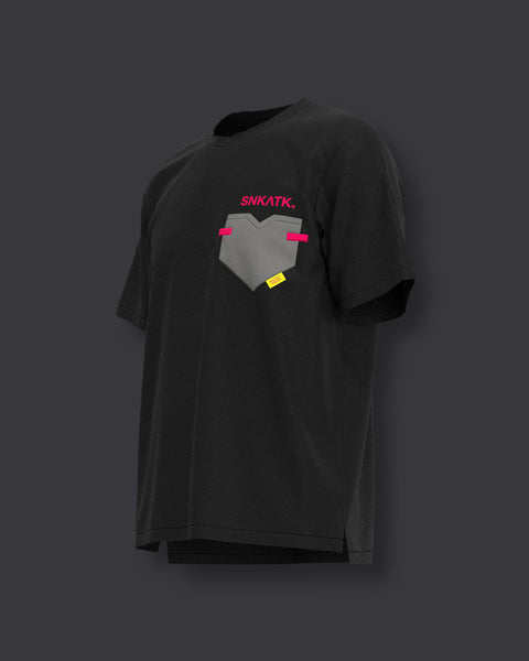 "SECRET LOVER" Oversized Pocket Shirt Black
