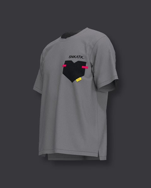 "SECRET LOVER" Oversized Pocket Shirt Grey