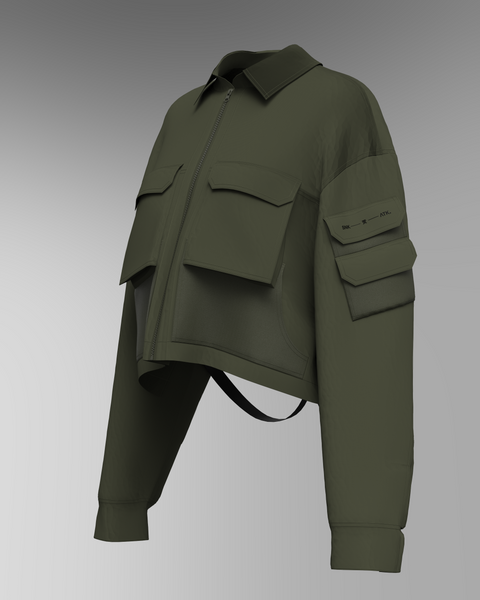 CORE Cropped Overshirt - Olive